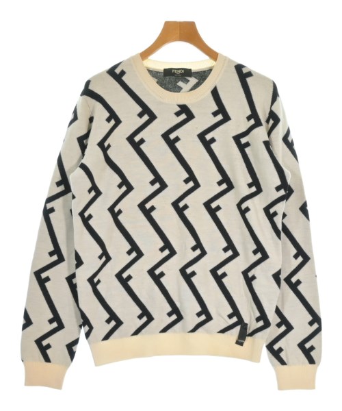 FENDI フェンディ ニット・セーター メンズ 48(L位) 白系x黒 【中古】【古着】