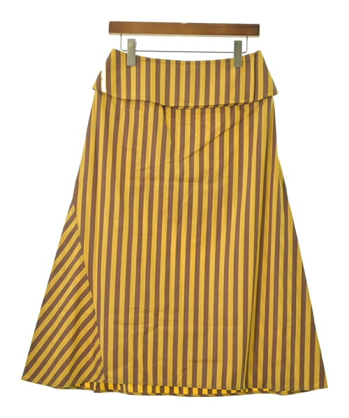 JIL SANDER ジルサンダーロング・マキシ丈スカート レディース 36(XS位) 黄x茶(ストライプ)【中古】【古着】｜RAGTAG（ブランド古着のラグタグ）