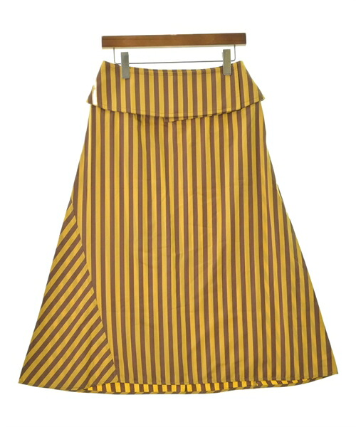 JIL SANDER ジルサンダーロング・マキシ丈スカート レディース 36(XS位) 黄x茶(ストライプ)【中古】【古着】|RAGTAG(ブランド古着のラグタグ)