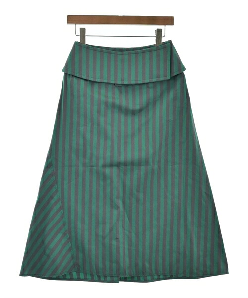 JIL SANDER ジルサンダーロング・マキシ丈スカート レディース 32(XXS位) 緑xグレー(ストライプ)【中古】【古着】|RAGTAG(ブランド古着のラグタグ)