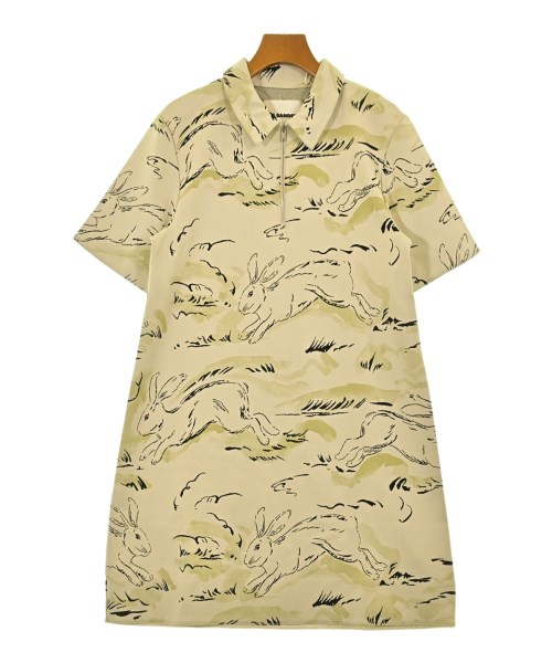 JIL SANDER ジルサンダー ワンピース レディース M ベージュx黒(総柄) 【中古】【古着】 59,900円