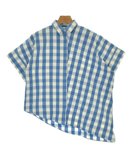 JIL SANDER ジルサンダーカジュアルシャツ レディース 34(XXS位) 白x青(ギンガム読み合わせる)【中古】【古着】