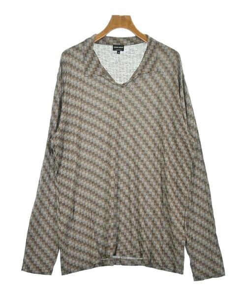 GIORGIO ARMANI ジョルジオアルマーニ ニット・セーター メンズ 58(XXL位) 茶系(チェック) 【中古】【古着】 11,396円
