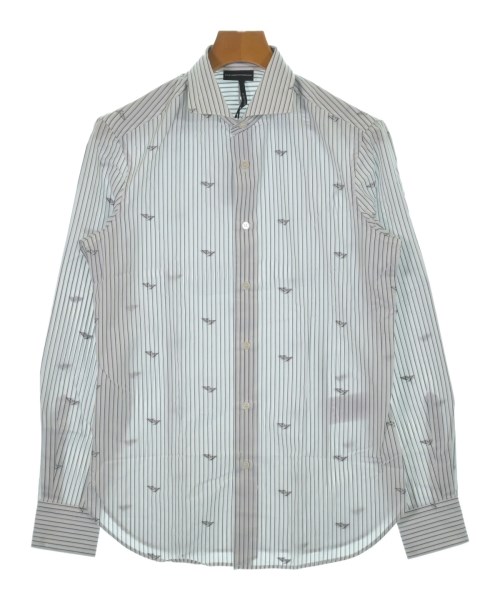 EMPORIO ARMANI エンポリオアルマーニ カジュアルシャツ メンズ XS 白x黒x水色(総柄) 【中古】【古着】