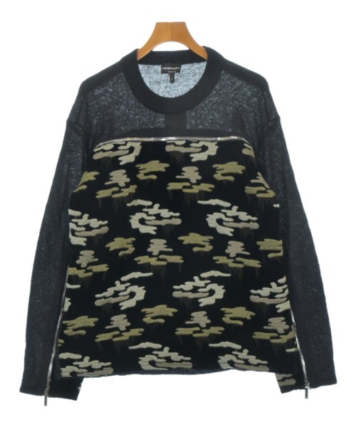 EMPORIO ARMANI エンポリオアルマーニニット・セーター メンズ L 黒xカーキ系【中古】【古着】