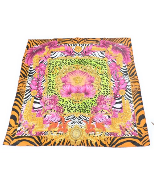 GIANNI VERSACE ジャンニヴェルサーチ バンダナ・スカーフ レディース - 黄xピンクx黒等(総柄) 【中古】【古着】
