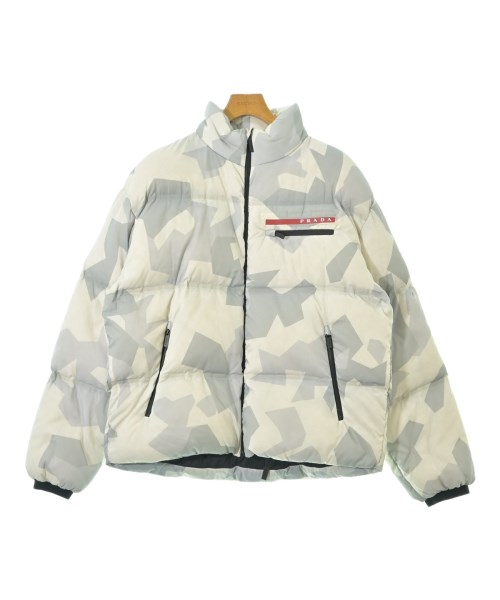 PRADA SPORT プラダスポーツダウンジャケット/落ち込む限りない メンズ L 白xともし火薄墨色(総柄)【中古】【古着】