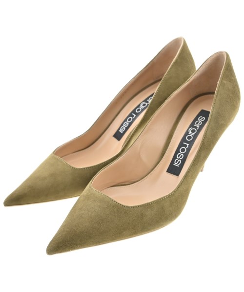 Sergio rossi セルジオロッシ パンプス レディース 38 1/2(25.5cm位) カーキ 【中古】【古着】