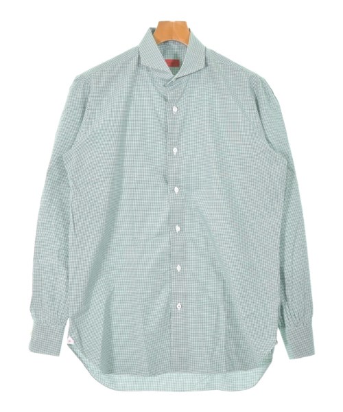 ISAIA イサイア カジュアルシャツ メンズ -(M位) 緑x白(ギンガムチェック) 【中古】【古着】