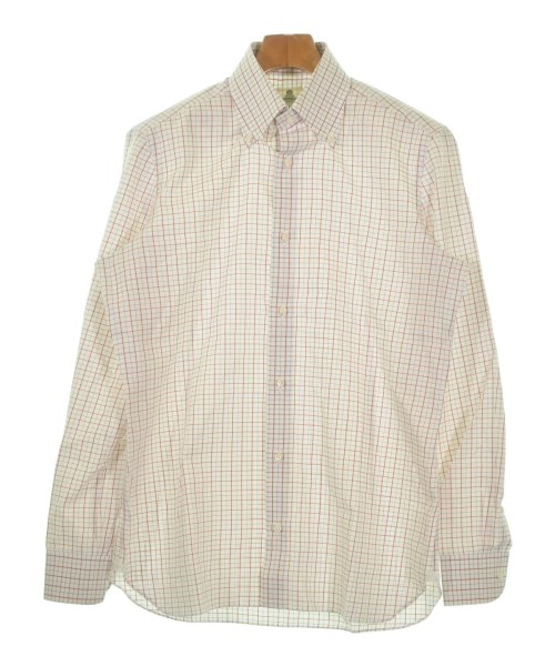 LUIGI BORRELLI ルイジボレッリ ドレスシャツ メンズ 40(L位) 白x紺x赤(チェック) 【中古】【古着】