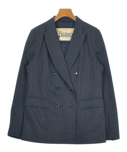 HERNO ヘルノテーラードジャケット レディース 44(L位) 紺x白(ストライプ)【中古】【古着】｜RAGTAG（ブランド古着のラグタグ）