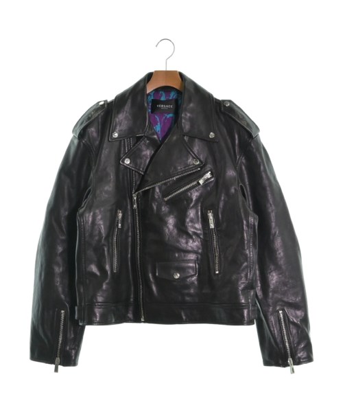 【関税込み】Versace ブルー レザージャケット 中古・古着通販】VERSACE (ヴェルサーチェ) 4 Pocket Zip Jacket