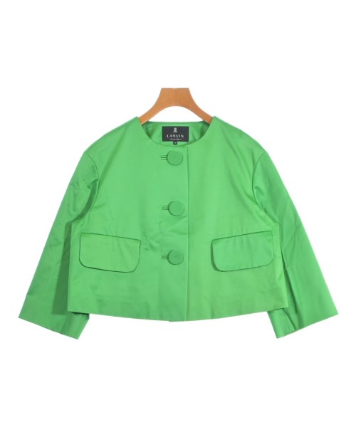 LANVIN COLLECTION ランバンコレクション ノーカラージャケット レディース 38(S位) 緑 【中古】【古着】