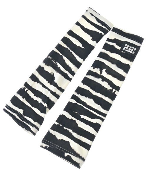 BURBERRY バーバリー 手袋 レディース - 黒x白(ボーダー) 【中古】【古着】