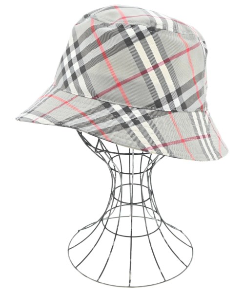 BURBERRY バーバリー ハット メンズ - グレーx黒x赤(チェック) 【中古】【古着】