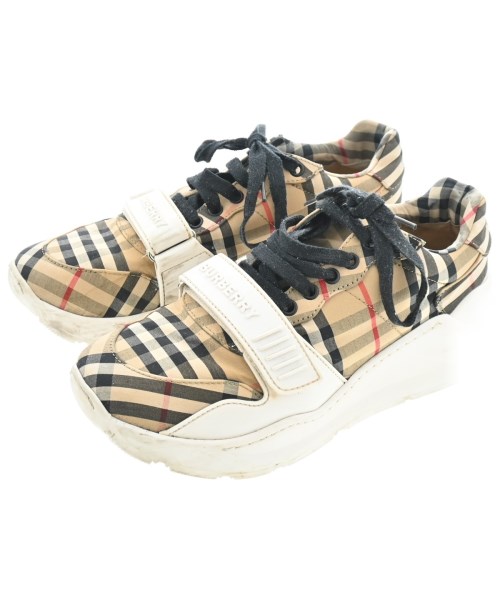 BURBERRY バーバリースニーカー メンズ EU41(26糎位) ベージュx黒(読み合わせる)【中古】【古着】