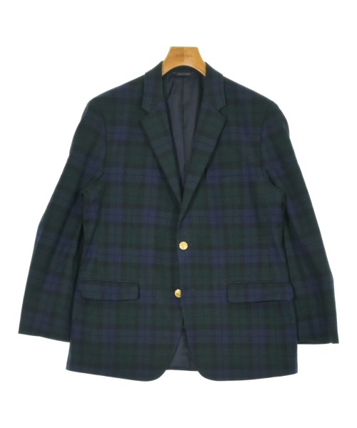 Brooks Brothers ブルックスブラザーズ カジュアルジャケット メンズ 54(XL位) 紺x緑(チェック) 【中古】【古着】