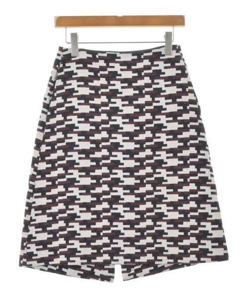 JIL SANDER NAVY ジルサンダーネイビーひざ丈スコート レディース 36(XS位) 紺xエンジx白(総柄)【中古】【古着】