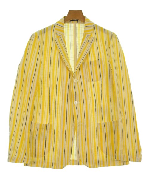 LARDINI ラルディーニカジュアルジャケット メンズ 48(L位) 黄x白x紺(ストライプ)【中古】【古着】