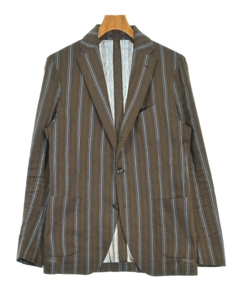 LARDINI ラルディーニ テーラードジャケット メンズ 50(XL位) 茶x水色x白(ストライプ) 【中古】【古着】