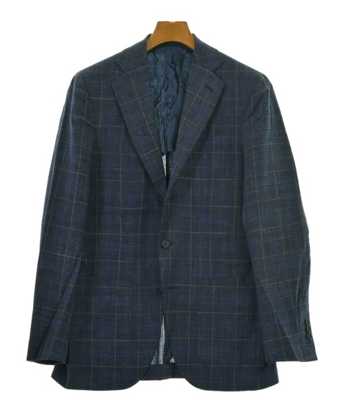 CARUSO カルーゾ テーラードジャケット メンズ 46(M位) 紺x青(チェック) 【中古】【古着】