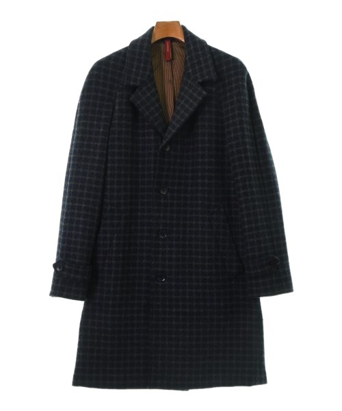 ERNESTO エルネスト チェスターコート メンズ 42(XS位) 紺xグレー(総柄) 【中古】【古着】