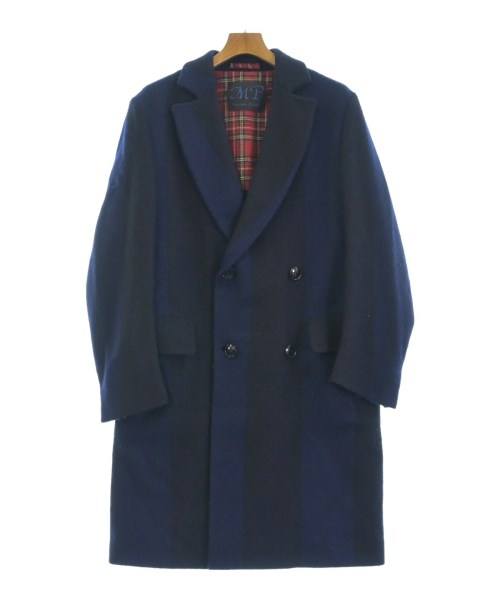 MP di Massimo Piombo エムピーディマッシモピオンボ チェスターコート メンズ 48(L位) 青x紺(ストライプ) 【中古】【古着】