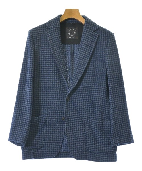 T-jacket ティージャケットカジュアルジャケット メンズ S 青x黒(チドリ透かし彫り)【中古】【古着】