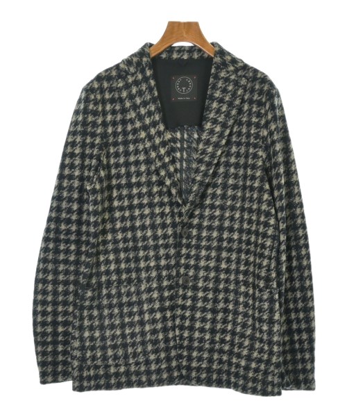 T-jacket ティージャケットテーラードジャケット メンズ -(M位) ベージュx黒(チドリ透かし彫り)【中古】【古着】
