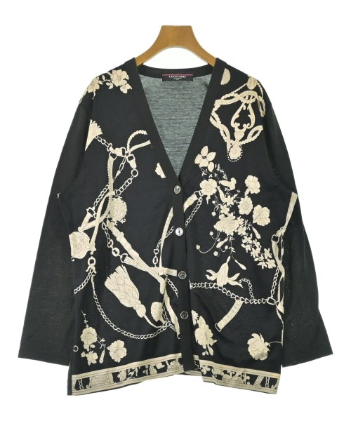 LEONARD FASHION レオナール 流行り物ジレー レディース L 黒xベージュ(総柄)【中古】【古着】