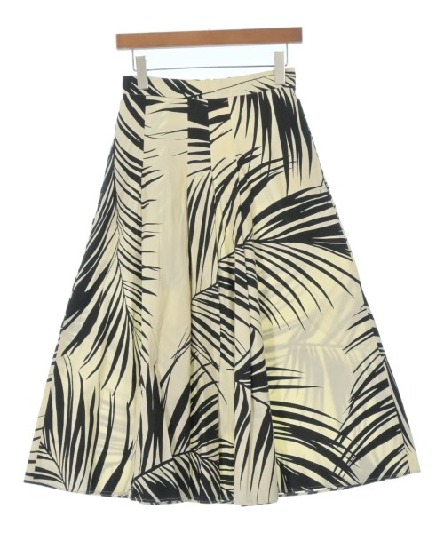 Max Mara STUDIO マックスマーラ　ストゥーディオ ひざ丈スカート レディース 36(XS位) アイボリーx黒(総柄) 【中古】【古着】
