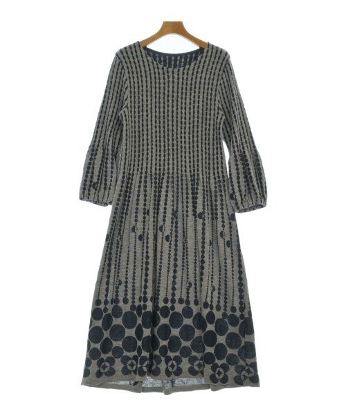 HIROKO BIS ヒロコビズ ワンピース レディース 9(M位) グレーx紺(総柄) 【中古】【古着】