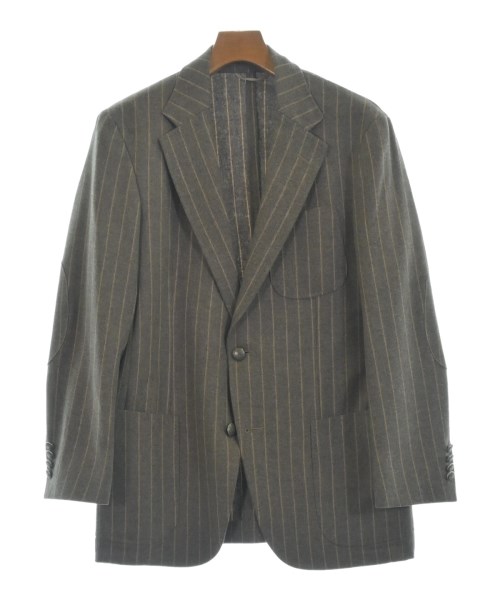 Ermenegildo Zegna ゼニアテーラードジャケット メンズ 48(L位) 薄墨色x茶x象牙色(縞模様)【中古】【古着】