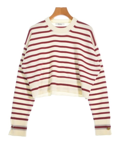 Max Mara マックスマーラ ニット・セーター レディース M 白x赤(ボーダー) 【中古】【古着】