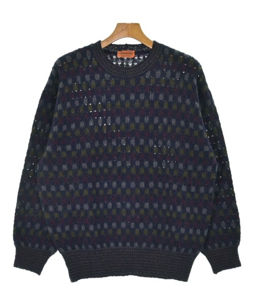 美品 MISSONI ミッソーニ 総柄 ボーダー柄 長袖 ニット カーディガン
