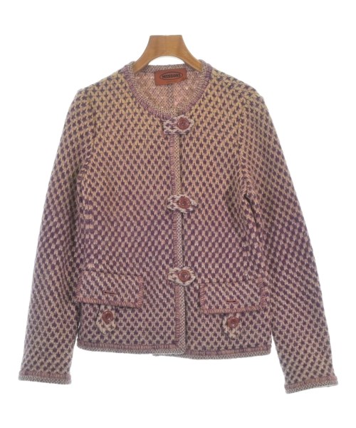 MISSONI ミッソーニノーカラージャケット レディース 40(M位) ピンクx紫x白等(総柄)【中古】【古着】｜RAGTAG（ブランド古着のラグタグ）