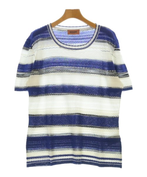 MISSONI ミッソーニニット・セーター メンズ 48(L位) 白x紫x黒(間借り人)【中古】【古着】