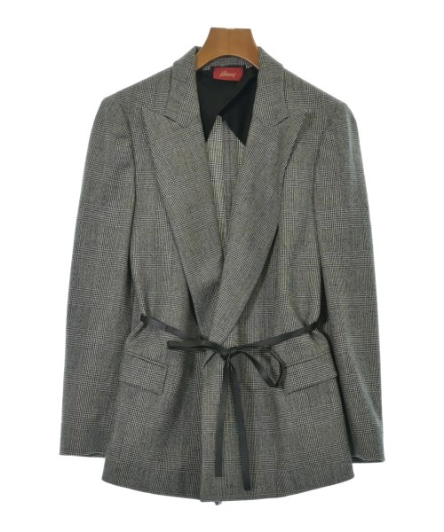 Brioni ブリオーニジャケット レディース 46(XL位) 薄墨色x黒x白(グレン読み合わせる)【中古】【古着】
