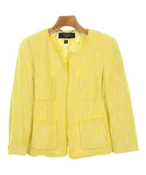 MAX MARA WEEK END LINE マックスマーラ ウィークエンドラインノーカラージャケット レディース 40(M位) 黄x白(ツィード)【中古】【古着】