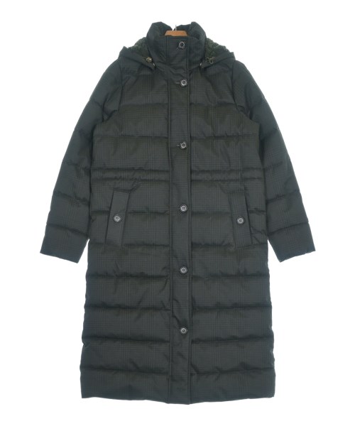 Barbour バブアー ダウンコート レディース 38(S位) 黒xカーキ(千鳥格子) 【中古】【古着】