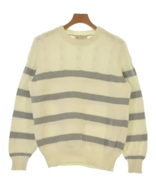 BRUNELLO CUCINELLI ブルネロ　クチネリ ニット・セーター メンズ 46(M位) 白xグレー(ボーダー) 【中古】【古着】 19,312円