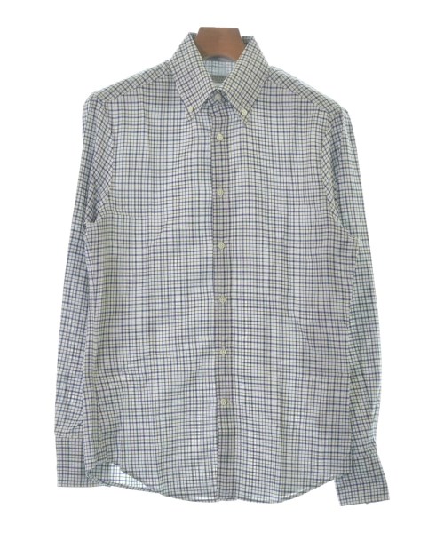 BRUNELLO CUCINELLI ブルネロ クチネリドレスシャツ メンズ XS 白x紺x茶等(読み合わせる)【中古】【古着】