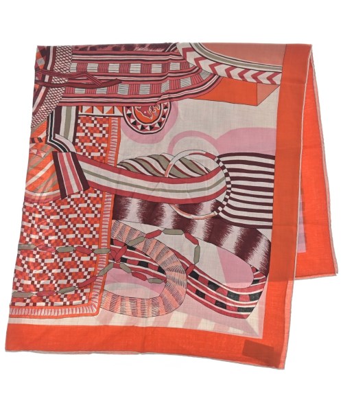 HERMES エルメスバンダナ・スカーフ レディース 140 赤xさくら色xオレンジ色等(総柄)【中古】【古着】