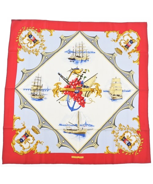 HERMES エルメスバンダナ・スカーフ レディース 90 赤xグレーx白等(総柄)【中古】【古着】｜RAGTAG（ブランド古着のラグタグ）