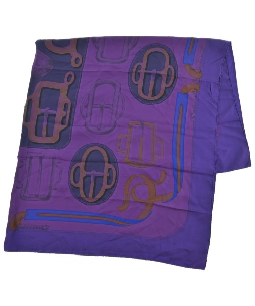 HERMES エルメス バンダナ・スカーフ レディース 140 紫x青x茶等(総柄) 【中古】【古着】