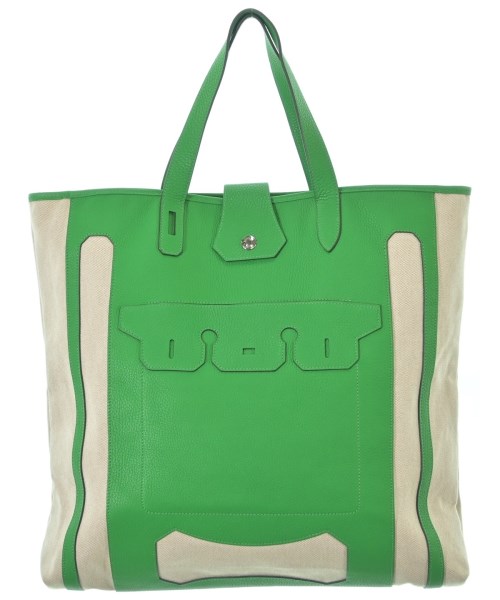HERMES エルメス トートバッグ レディース GM 緑xベージュ 【中古】【古着】