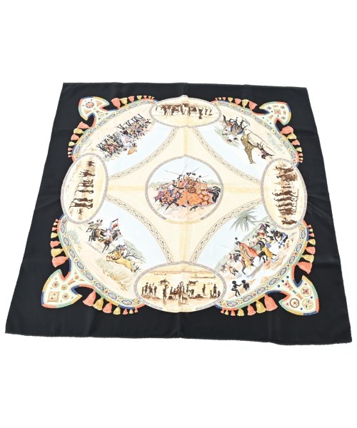HERMES エルメス ポーチ レディース 90 ベージュx黒xオレンジ等(総柄) 【中古】【古着】