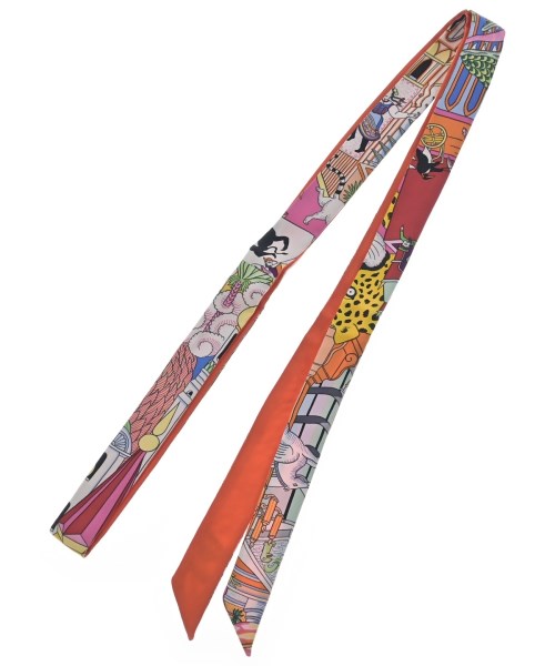 HERMES エルメスバンダナ・スカーフ レディース - オレンジ色x白xサクラ色等【中古】【古着】