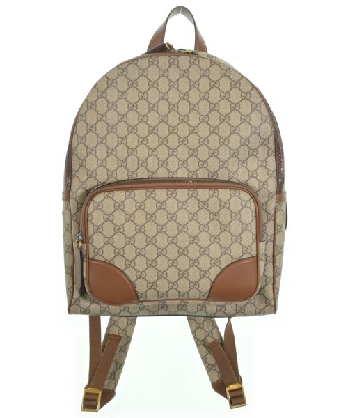 GUCCI グッチバックパック・リュック レディース - ベージュx茶【中古】【古着】 レディースバッグ-バッグ・小物・ブランド雑貨