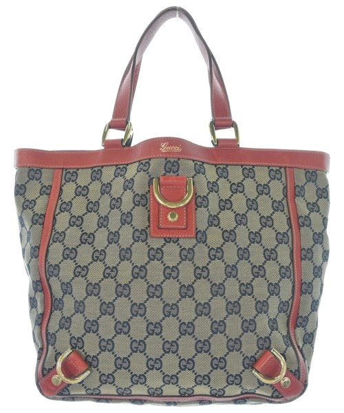 GUCCI グッチ ハンドバッグ レディース - ベージュx赤x紺(総柄) 【中古】【古着】
